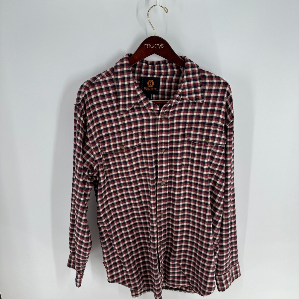 Built Rite By Steve‎ & Barry's Long Sleeve Preppy Plaid Flannel Shirt Red Size L